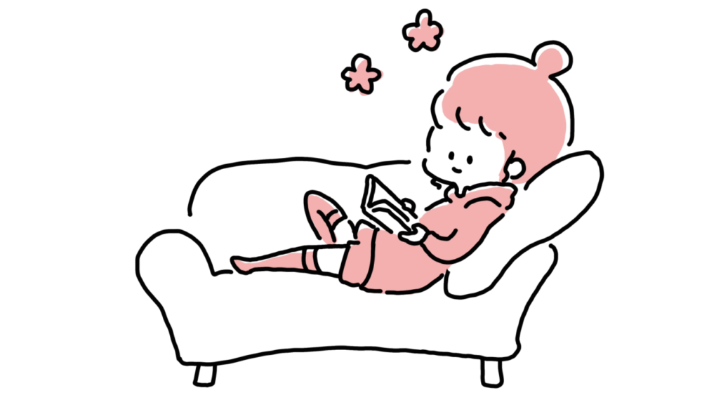 ソファーで寛ぐ女性