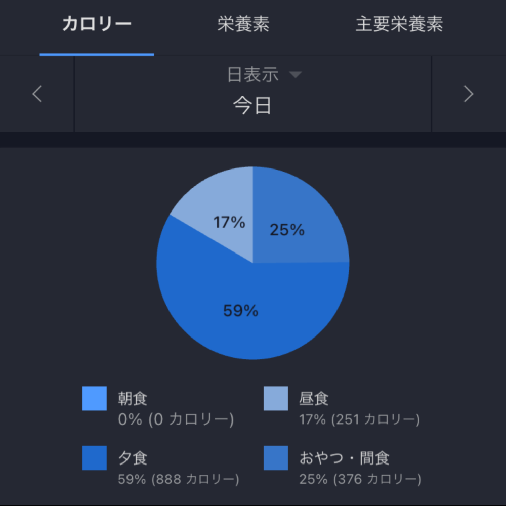 1日の栄養バランスの円グラフ